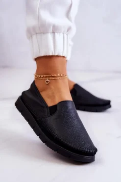 Damskie Półbuty Wsuwane Skórzane Maciejka 03512-01 Czarne