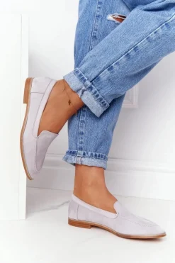 Damskie Półbuty Wsuwane Zamszowe Szare Twinky