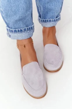 Damskie Półbuty Wsuwane Zamszowe Szare Twinky