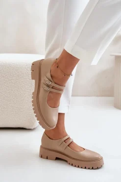 Damskie Półbuty Z Paskami Beżowe Rialuna