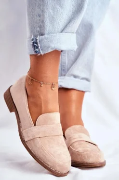 Damskie Półbuty Zamszowe Beżowe Cintra