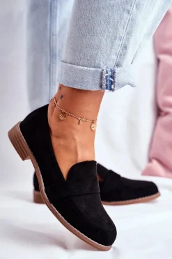 Damskie Półbuty Zamszowe Czarne Cintra