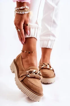 Damskie Półbuty Zamszowe Laura Messi 2523 Camel
