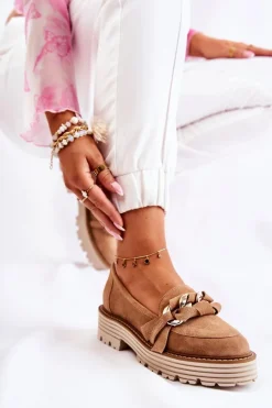 Damskie Półbuty Zamszowe Laura Messi 2523 Camel