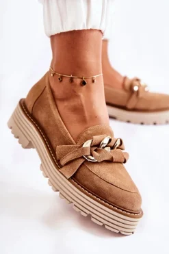 Damskie Półbuty Zamszowe Laura Messi 2523 Camel