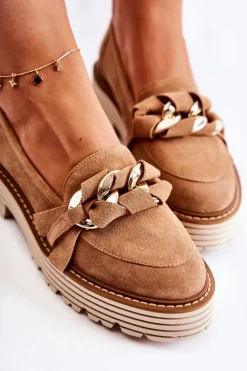 Damskie Półbuty Zamszowe Laura Messi 2523 Camel