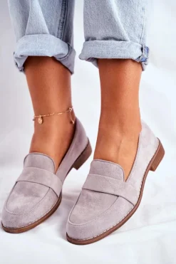 Damskie Półbuty Zamszowe Szare Cintra