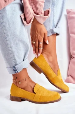 Damskie Półbuty Zamszowe Żółte Cintra