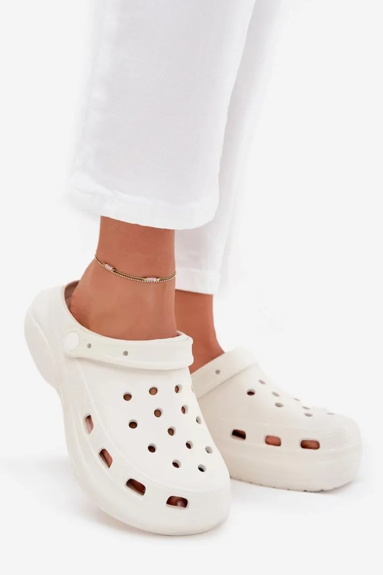 Damskie Piankowe Klapki Białe Elisra