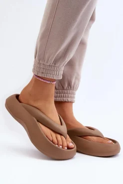 Damskie Piankowe Klapki Japonki Khaki Roux