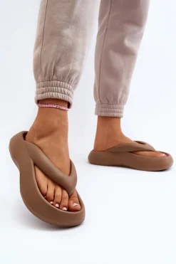 Damskie Piankowe Klapki Japonki Khaki Roux