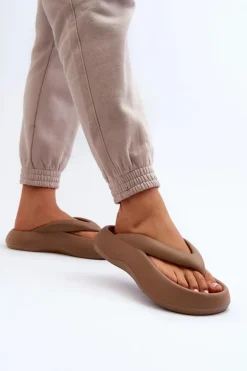 Damskie Piankowe Klapki Japonki Khaki Roux