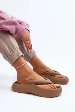 Damskie Piankowe Klapki Japonki Khaki Roux