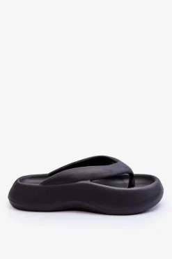 Damskie Piankowe Klapki Japonki Czarne Roux