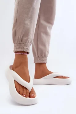 Damskie Piankowe Klapki Japonki Białe Roux