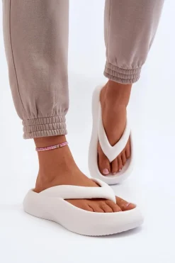 Damskie Piankowe Klapki Japonki Białe Roux