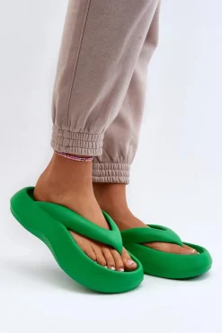 Damskie Piankowe Klapki Japonki Zielone Roux