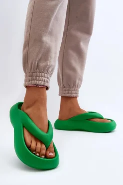 Damskie Piankowe Klapki Japonki Zielone Roux