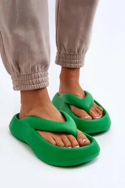 Damskie Piankowe Klapki Japonki Zielone Roux