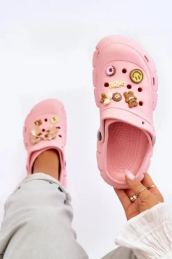 Damskie Piankowe Klapki Kroksy Z Ozdobami Różowe Marlett