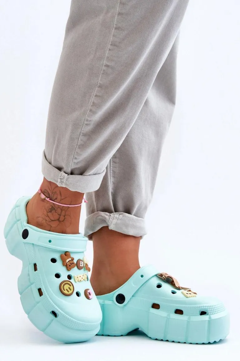 Damskie Piankowe Klapki Kroksy Z Ozdobami Zielone Marlett