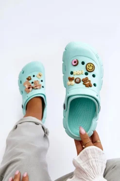 Damskie Piankowe Klapki Kroksy Z Ozdobami Zielone Marlett