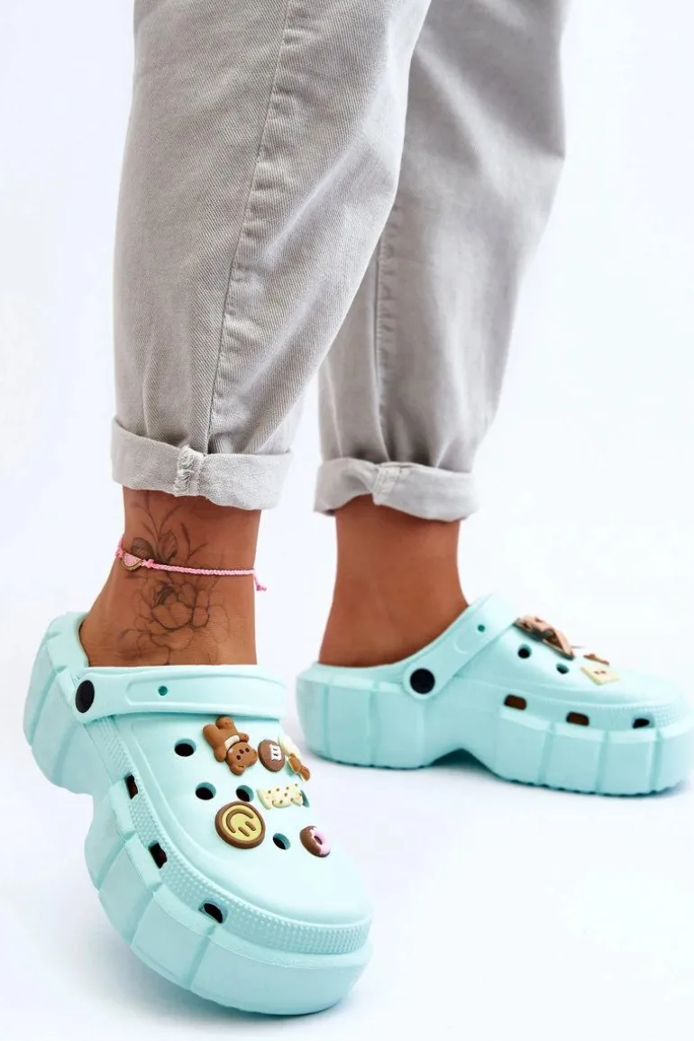 Damskie Piankowe Klapki Kroksy Z Ozdobami Zielone Marlett