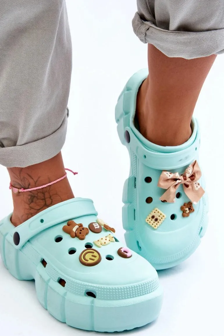 Damskie Piankowe Klapki Kroksy Z Ozdobami Zielone Marlett