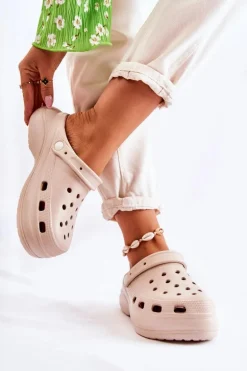 Damskie Piankowe Klapki Kroksy Beżowe Coline