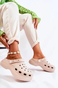 Damskie Piankowe Klapki Kroksy Beżowe Coline