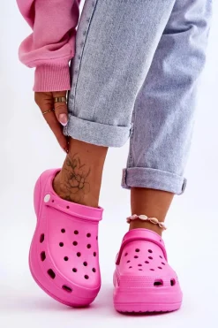 Damskie Piankowe Klapki Kroksy Ciemnoróżowe Coline