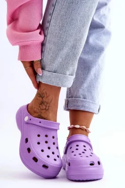 Damskie Piankowe Klapki Kroksy Fioletowe Coline