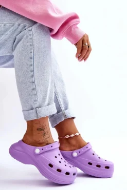 Damskie Piankowe Klapki Kroksy Fioletowe Coline
