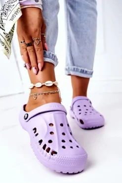 Damskie Piankowe Klapki Kroksy EVA Fioletowe