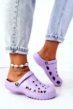 Damskie Piankowe Klapki Kroksy EVA Fioletowe