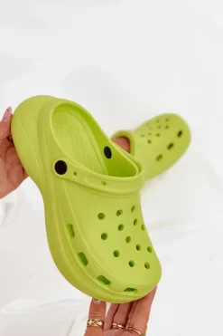 Damskie Piankowe Klapki Limonkowe Elisra