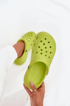 Damskie Piankowe Klapki Limonkowe Elisra