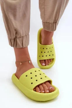 Damskie Piankowe Klapki Na Grubej Podeszwie Limonka Beula