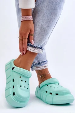 Damskie Piankowe Klapki Na Platformie Miętowe Beckett