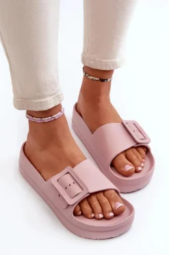 Damskie Piankowe Klapki Na Platformie Z Klamrą Big Star NN274A663 Różowe