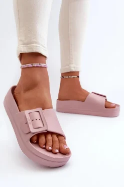 Damskie Piankowe Klapki Na Platformie Z Klamrą Big Star NN274A663 Różowe