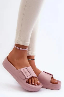 Damskie Piankowe Klapki Na Platformie Z Klamrą Big Star NN274A663 Różowe