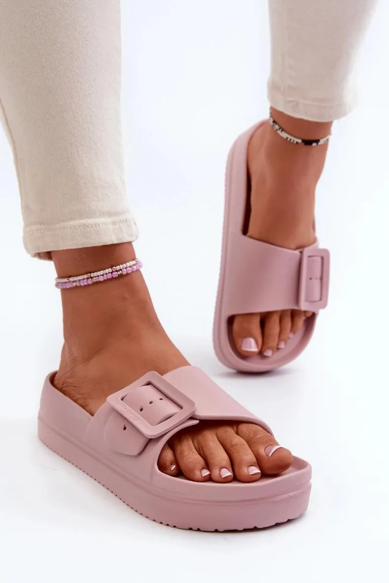 Damskie Piankowe Klapki Na Platformie Z Klamrą Big Star NN274A663 Różowe