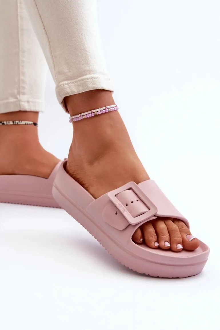 Damskie Piankowe Klapki Na Platformie Z Klamrą Big Star NN274A663 Różowe