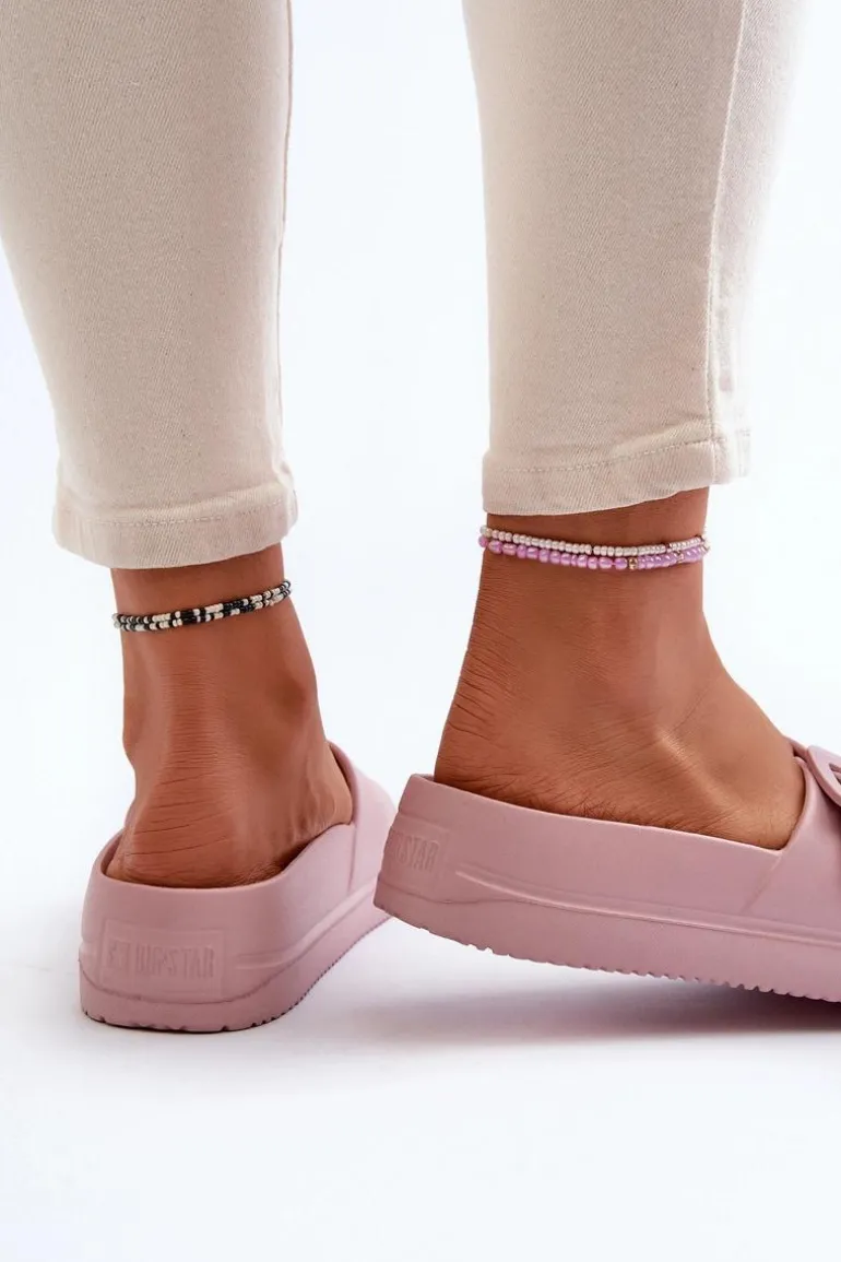 Damskie Piankowe Klapki Na Platformie Z Klamrą Big Star NN274A663 Różowe