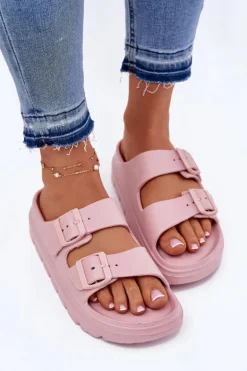 Damskie Piankowe Klapki Na Platformie Różowe Melorea