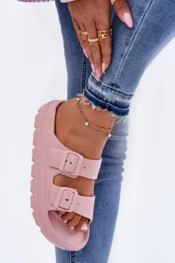 Damskie Piankowe Klapki Na Platformie Różowe Melorea