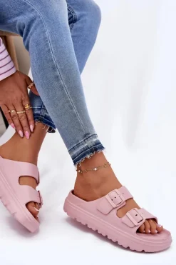 Damskie Piankowe Klapki Na Platformie Różowe Melorea