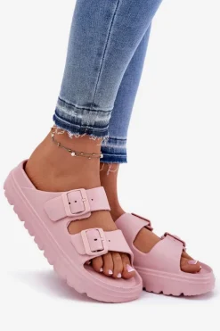 Damskie Piankowe Klapki Na Platformie Różowe Melorea