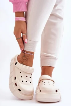 Damskie Piankowe Klapki Na Platformie Beżowe Beckett